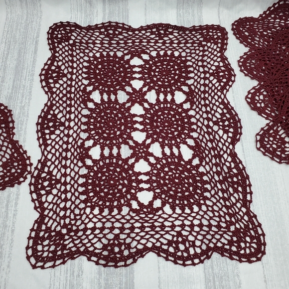 Beautiful Knit Tablemats - 6pc Set Wine - Picture 6 of 14